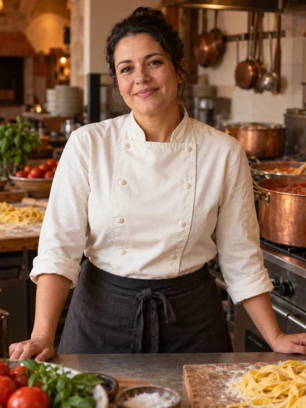 Chef Mariana Costa na cozinha da Cantina