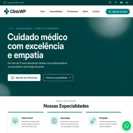 Tema WordPress para Clínica e Médicos