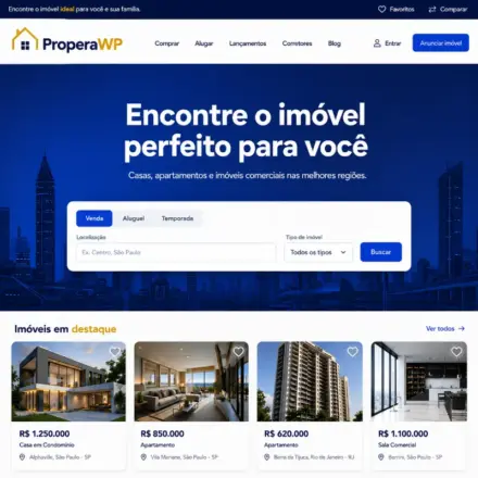 Tema WordPress para Portal de Imóveis