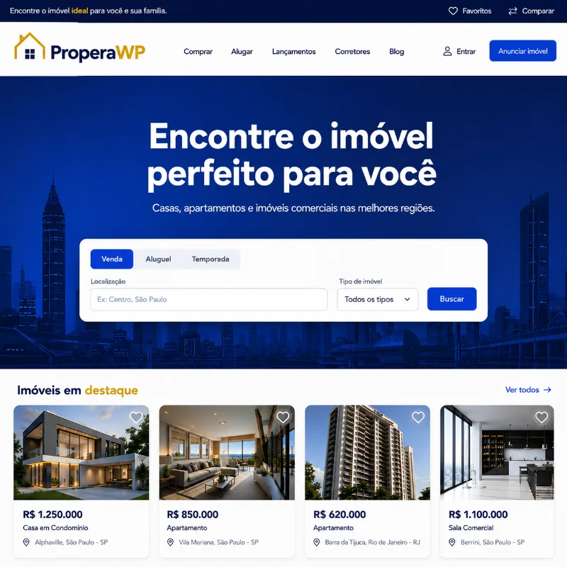 Tema WordPress para Portal de Imóveis
