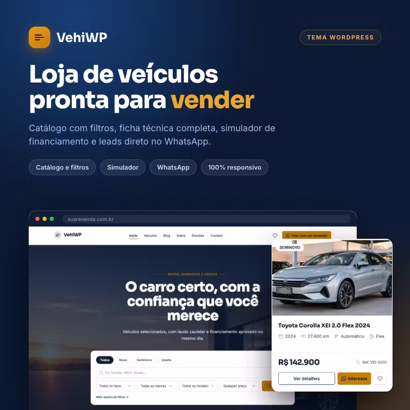 Tema WordPress para loja de veículos